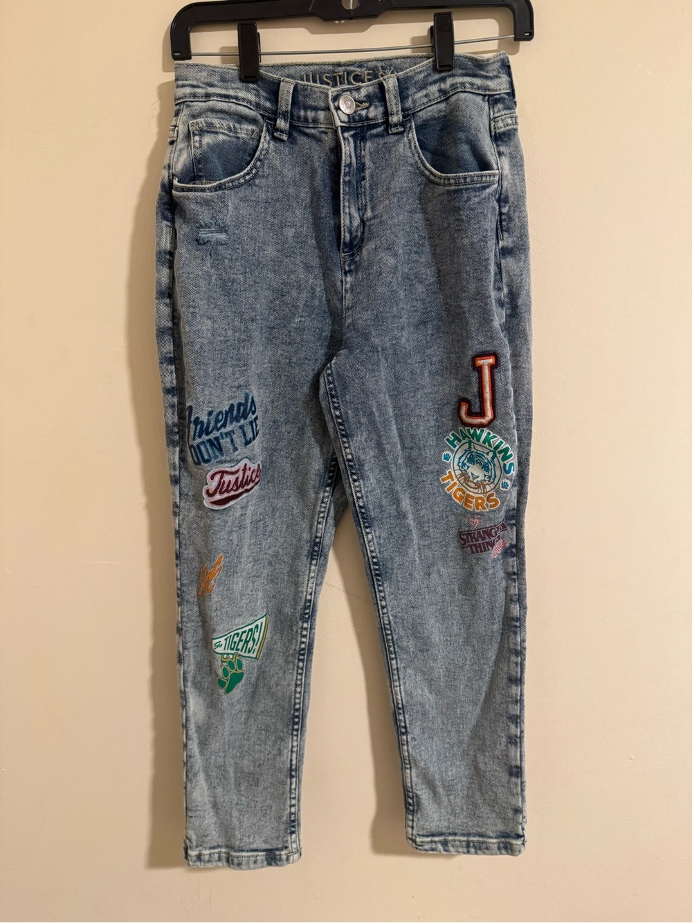 Justice X Stranger Things Girls Denim Mini Mom Jeans